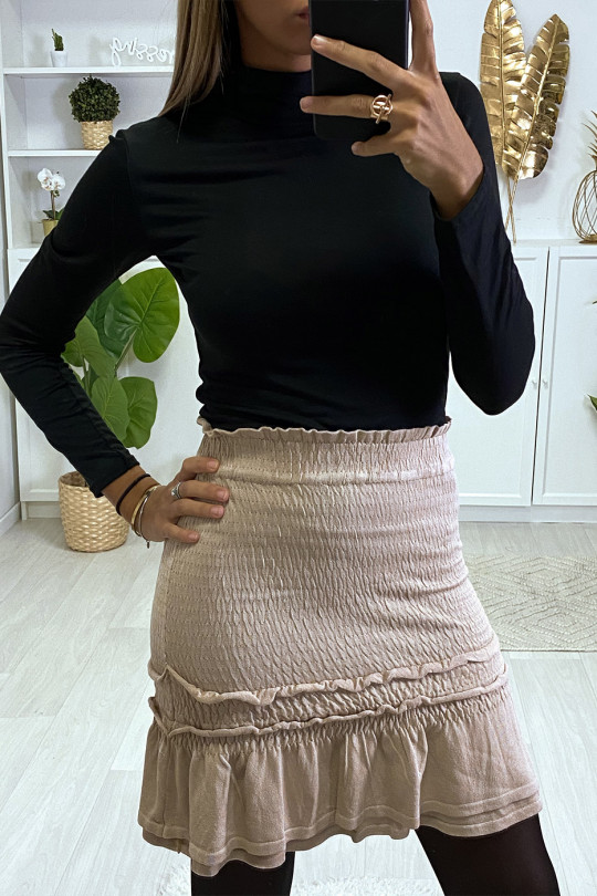 Pretty taupe gathered skirt with flounce - 3