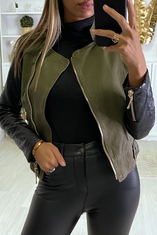 khaki and black jacket