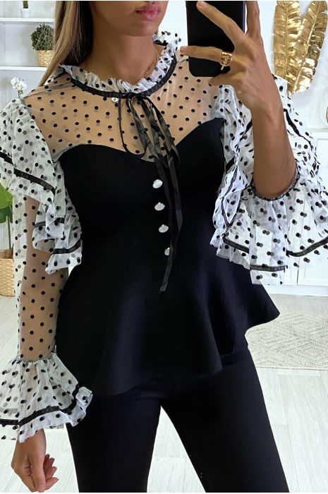 Super chic black polka dot top - 2