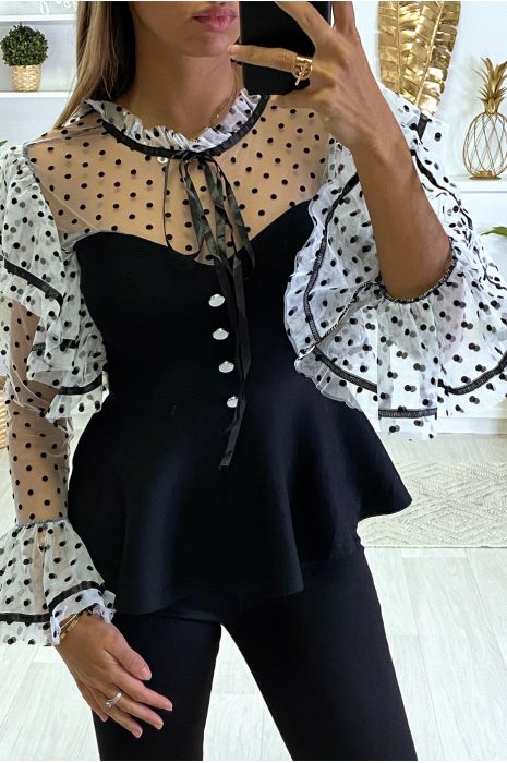 Super chic black polka dot top - 3