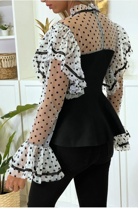 Super chic black polka dot top - 10