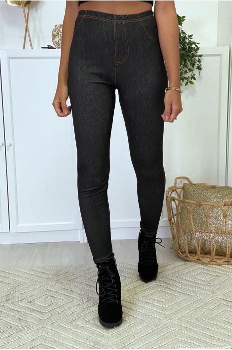 Legging façon jean brute noir - 3