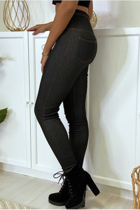 Legging façon jean brute noir - 8