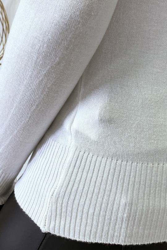 Gilet blanc en maille tricot très extensible et très doux - 6