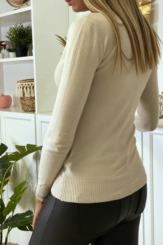 Very stretchy and very soft beige knit cardigan - 8