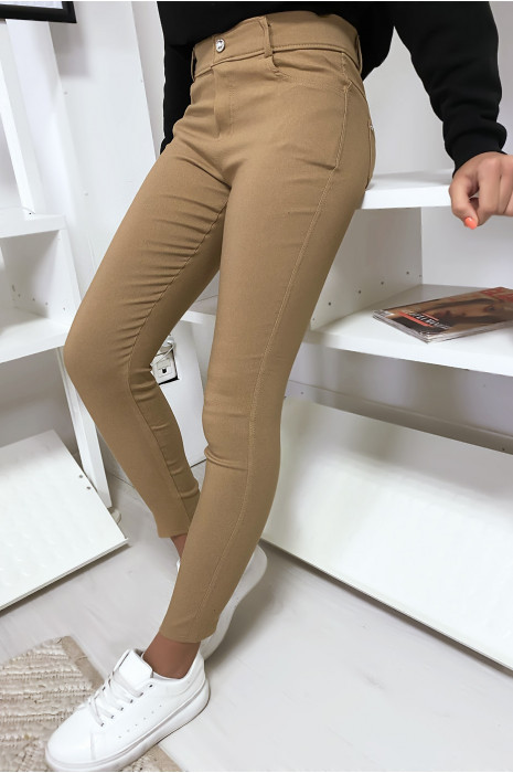 Pantalon slim camel en grande taille , basic avec poches avant et arrière - 6