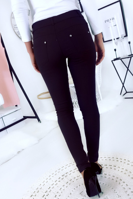 Navy slim pants in plus size, basic with front and back pockets - 4