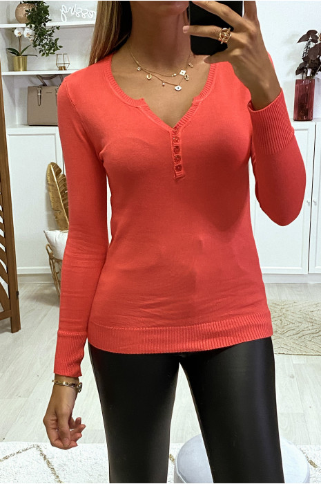PuCK corail avec boutons au col en maille tricot très extensible et très doux - 2