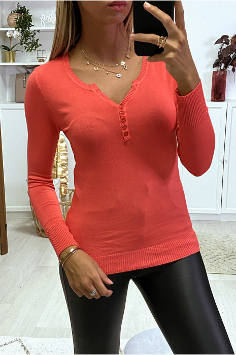 PuCK corail avec boutons au col en maille tricot très extensible et très doux - 3